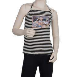 Roma e Tosca Monochrome Striped Patch Print Halter Top 10 Yrs