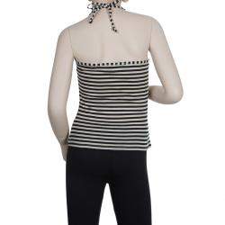 Roma e Tosca Monochrome Striped Patch Print Halter Top 10 Yrs