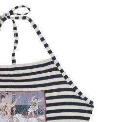 Roma e Tosca Monochrome Striped Patch Print Halter Top 10 Yrs