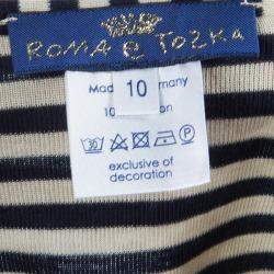 Roma e Tosca Monochrome Striped Patch Print Halter Top 10 Yrs