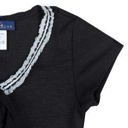 Roma e Tosca Black Lace Trim Tshirt 8 Yrs 