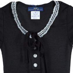 Roma e Tosca Black Lace Trim Tshirt 8 Yrs 