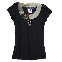Roma e Tosca Black Contrast Neckline Tshirt 12 Yrs 