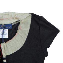 Roma e Tosca Black Contrast Neckline Tshirt 12 Yrs 