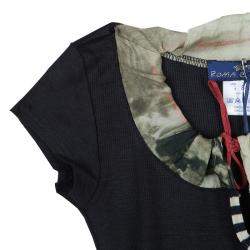 Roma e Tosca Black Contrast Neckline Tshirt 12 Yrs 