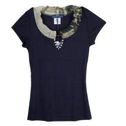 Roma e Tosca Navy Blue Contrast Neckline Tshirt 14 Yrs 