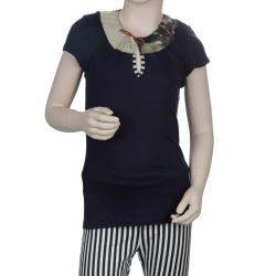 Roma e Tosca Navy Blue Contrast Neckline Tshirt 14 Yrs 