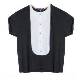 Roma e Tosca Dark Grey Contrast Pintuck Detail Tshirt 10 Yrs 