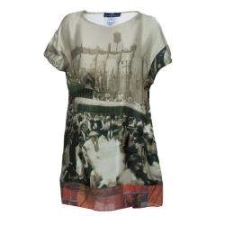 Roma e Tosca Beige New York Printed Silk Tunic Dress 10 Yrs 