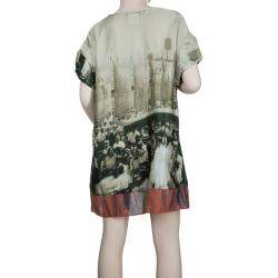 Roma e Tosca Beige New York Printed Silk Tunic Dress 10 Yrs 