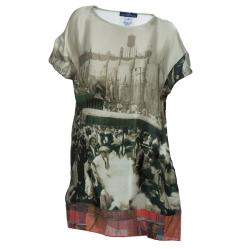 Roma e Tosca Beige New York Printed Silk Tunic Dress 12 Yrs 