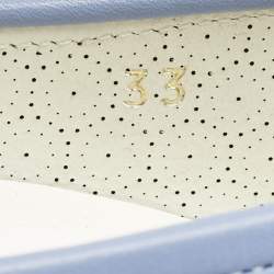 Pre Owned حذاء باليرينا سالفاتوري فيراغامو جلد مثقّب أزرق مقاس 33