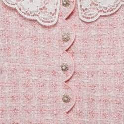 Self-Portrait Pink Tweed Button Front Lace Trimmed Dress 5-6 Yrs