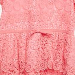 مملوكة مسبقًا فستان سيلف بورتريه وردي من الدانتيل الجبير بطبقات قصيرة 7-8 سنوات