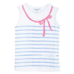 Simonetta Mini White Striped Sleeveless Tshirt 7 Yrs 