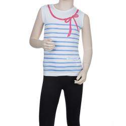 Simonetta Mini White Striped Sleeveless Tshirt 7 Yrs 