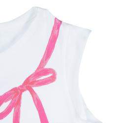 Simonetta Mini White Striped Sleeveless Tshirt 7 Yrs 