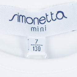 Simonetta Mini White Striped Sleeveless Tshirt 7 Yrs 