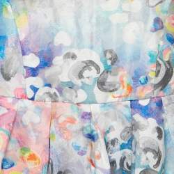 Simonetta Multicolor Abstract Print Crepe Pleated Sleeveless Dress 12 Yrs