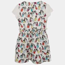 Simonetta White Jacquard Nail Paint Print Ruffled Sleeveless Dress 12 Yrs