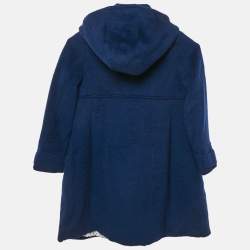 Simonetta Kids Navy Blue Wool Detachable Hood Double Breasted Coat 6 Yrs