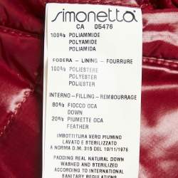 Simonetta Kids Dark Red Nylon Zip-Up Hooded Down Jacket 6 Yrs