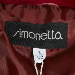 Simonetta Kids Dark Red Nylon Zip-Up Hooded Down Jacket 6 Yrs
