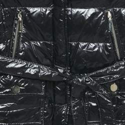 Simonetta Kids Black Nylon Detachable Fur Belted Down Jacket 8 Yrs