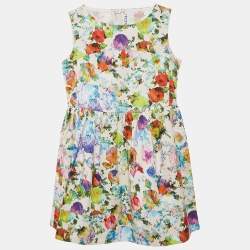 Simonetta Kids Multicolor Floral Print Cotton Sleeveless Dress 6 Yrs