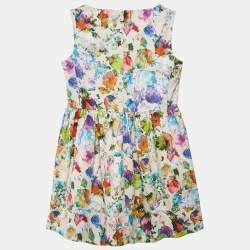 Simonetta Kids Multicolor Floral Print Cotton Sleeveless Dress 6 Yrs
