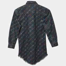 مملوكة مسبقًا فستان دنيم بشعار مطبوع رمادي ستيلا مكارتني للأطفال 8 سنوات