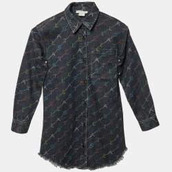 Pre Owned فستان دنيم بشعار مطبوع رمادي ستيلا مكارتني للأطفال 8 سنوات