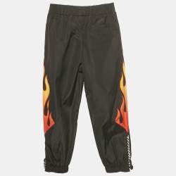 Pre Owned Stella McCartney Kids Black BMC Flame Print Synthetic Joggers 6Yrs