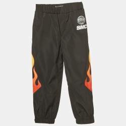 Pre Owned Stella McCartney Kids Black BMC Flame Print Synthetic Joggers 6Yrs