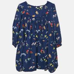 Stella McCartney Blue Skate Print Crepe Dress 18 M