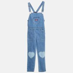 Stella McCartney Blue Embordered Denim Applique Detail Jumpsuit 10 Yrs