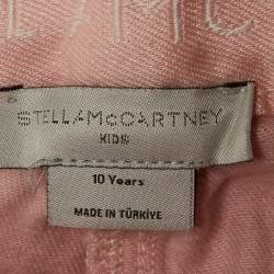 Stella McCartney Kids Pink Logo Embossed Denim Wide Leg Jeans 10 Yrs