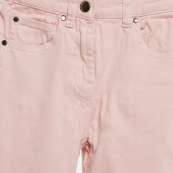 Stella McCartney Kids Pink Logo Embossed Denim Wide Leg Jeans 10 Yrs