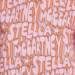 Pre Owned Stella McCartney Kids Pink Logo Printed Viscose Blend Short Dress 12 Yrs