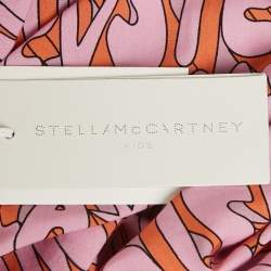 Pre Owned Stella McCartney Kids Pink Logo Printed Viscose Blend Short Dress 12 Yrs