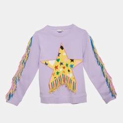 Pre Owned Stella McCartney Kids Purple Start Applique Cotton Tasseled Sweatshirt 12 Yrs