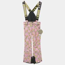Pre Owned Stella McCartney Kids Pink Lightning Bolt Print Synthetic Ski Trousers 6 Yrs