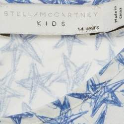مملوكة مسبقًا Stella McCartney Kids White Star Print Lyocell Ruffled Cuff Dress 14Yrs 