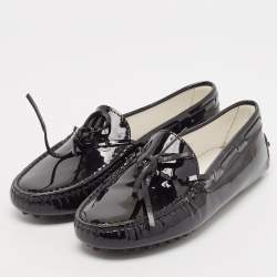 Tod's Black Patent Leather City Gommino Driving Loafers Size 33