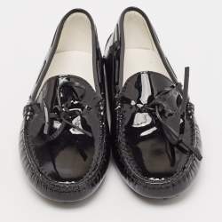 Tod's Black Patent Leather City Gommino Driving Loafers Size 33