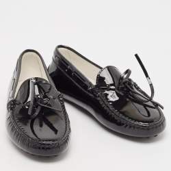 Tod's Black Patent Leather City Gommino Driving Loafers Size 33