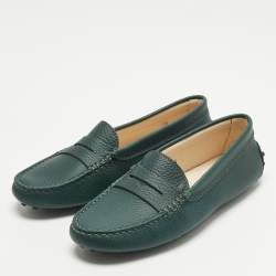 Pre Owned لوفرز قيادة جلد لامع أسود سيتي جومينو تودز مقاس 33