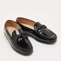 Pre Owned Tod's Black Patent Leather Driving Loafers Size 34