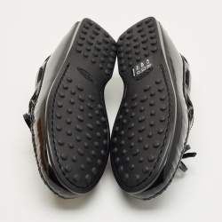 Pre Owned Tod's Black Patent Leather Driving Loafers Size 34