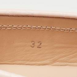 Pre Owned Tod's Pink Croc Embossed Leather Gommino Driving Loafers Size 32